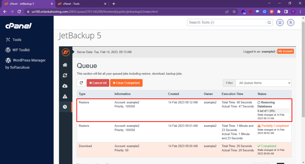 Backup Restoration Using Jetbackup 5 In CPanel - Knowledge Base