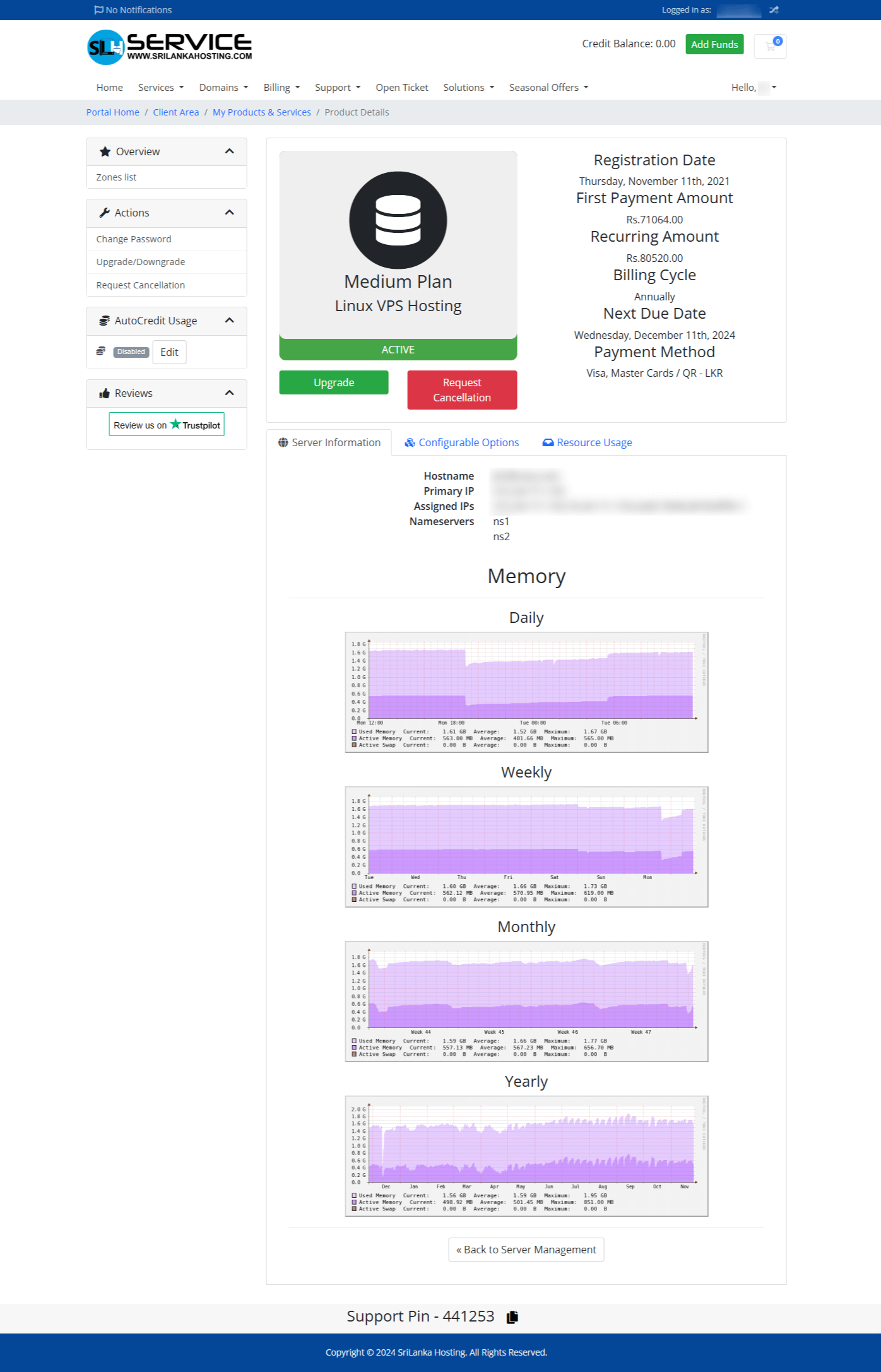 Linux VPS Client Area